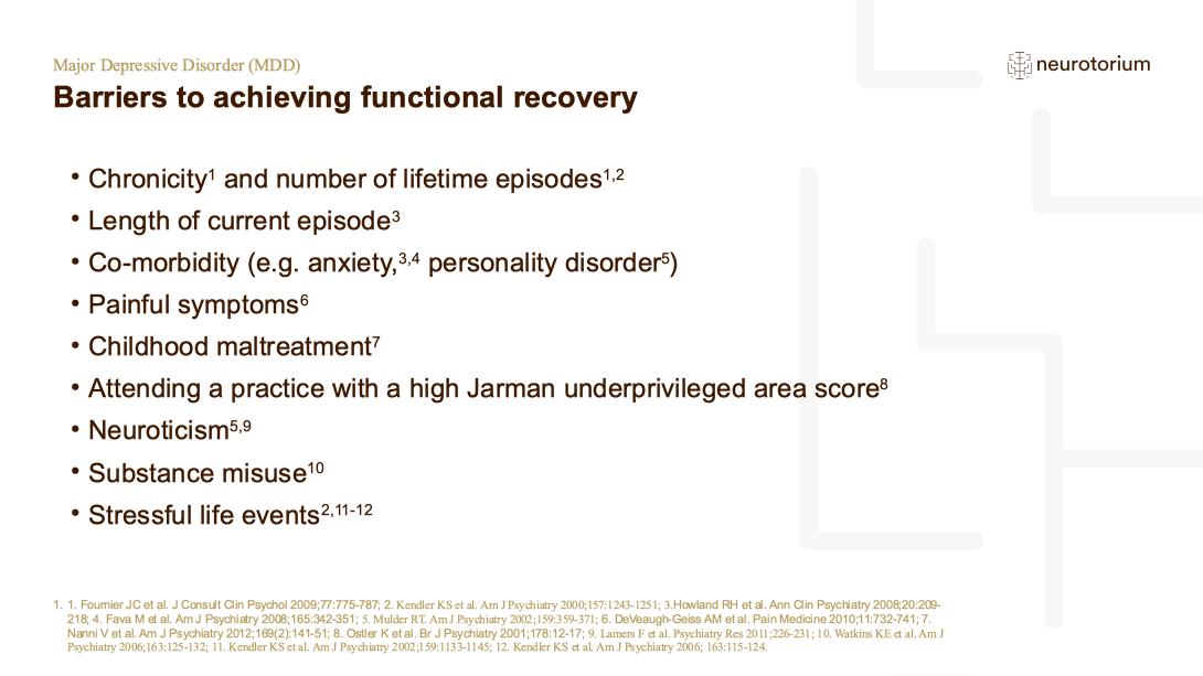 Major Depressive Disorder – Course Natural History and Prognosis – slide 32
